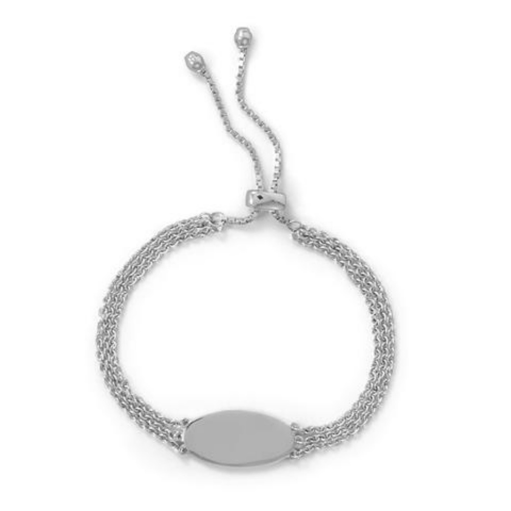 3 pcs. 3 Strand Rhodium Plated Engravable Bracelet